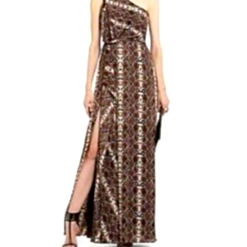 Bcbg one shoulder animal print gown perfect condition